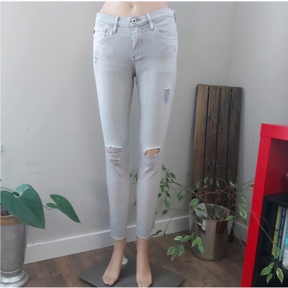 AG Adriano Goldschmied skinny jeans size 26 gray the legging ankle distressed